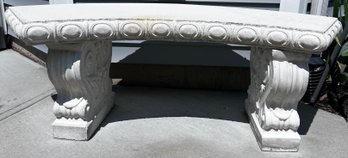 Outdoor Cement Bench With Scroll Detailing