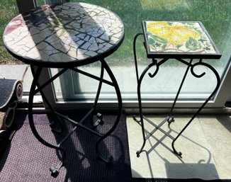 Mosaic Tile Plant Stands-  2 Piece Lot