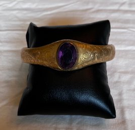 Faux Amethyst Gold Tone Bracelet