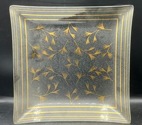 Textured Glass Gold Design Plate