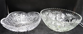 Cut Glass Saw Tooth Rim Bowls - Set Of 2