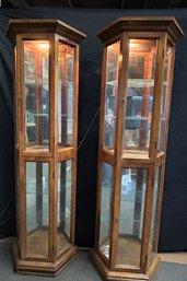 Pair Curio Light Up Display Cabinet