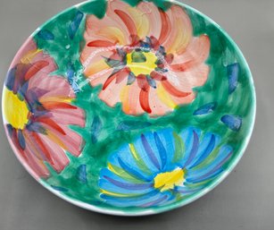 Ceramic Hand Painted Floral Bowl, Made In Italy