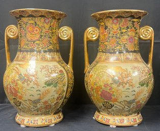 Royal Satsuma Ceramic Urns, 2 Piece Lot