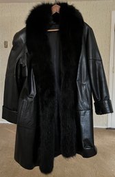 Thermolite Leather Fox Collared Coat