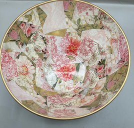 Decoupage Handmade Glass Bowl With Toile Backing