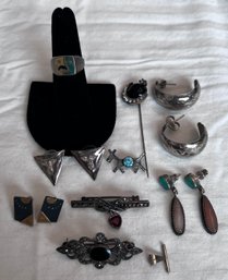 Sterling Silver Jewelry Lot 0.411 Total Ozt- 9 Pieces