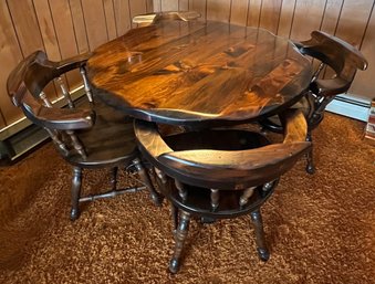 Wood Round Table W 4 Chairs