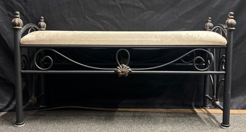 Bronze Toned Wrought Iron Upholstered Bench