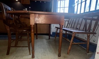 Wooden Drop Leaf Table With Bench And 2 Chairs