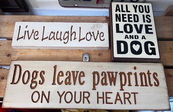 Wood Wall Hanging Signs Lot- 3 Pieces