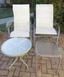 Outdoor Chairs & Side Tables - Lot Of 4