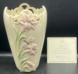 Lenox Lily And The Dragon Fly Certified Vase
