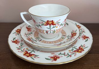 Royal Worcester 'chamberlain' Fine Bone China Tea Cup, Saucer, & Salad Plate