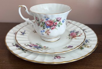 Royal Albert Moss Rose Bone China Tea Cup, Saucer & Salad Plate