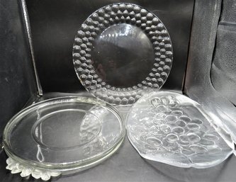 Vintage Glass Serving Platters  - Lot Of 3