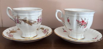 Crown Staffordshire England D511 Fine Bone China Tea Cups & Saucers