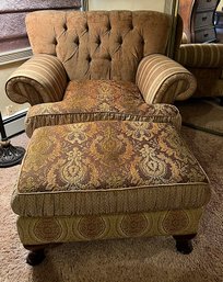 Kincaid Custom Upholstered Armchair With Matching Ottoman