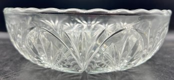 Pressed Cut Clear Glass Flower Bowl