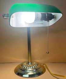 Solid Brass And Glass Bankers Lamp
