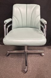 Klote International Seafoam Green Chrome And Vinyl Swivel Chair
