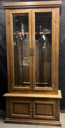 Vintage Oak Glass Door Rifle Cabinet