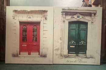 Paris Doorway Stretched Canvas Wall Art - 2 Piece Lot