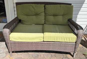 Martha Stewart Wicker Loveseat With Cushions