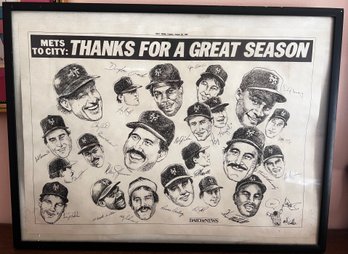 Daily News Bill Gallo NY Mets Poster 'thanks For A Great Season' 1986 Framed