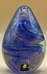 Vintage Kerry Glass Blue Swirl Conical Paperweight
