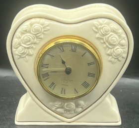 Lenox Rosebud Heart Clock