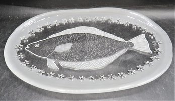 Frosted Walther Glass Siebenstern Collection Glass Fish Serving Dish