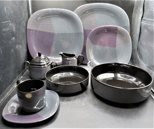 Daniel Hechter, Paris 'linear' Semi-porcelain Dishware Set Of 41 Pieces