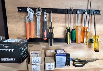 Assorted Hand Tools, Screws, And Nails