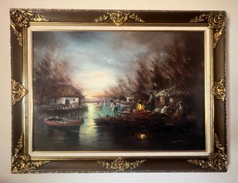 'campfire On The Lake' Framed Panting