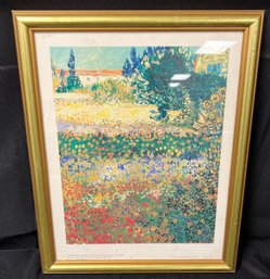 Vincent Van Gogh Flowering Garden Gold Framed Print