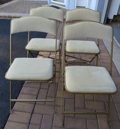 Art Deco A. Fritz & Co. Gold/oyster Fabric Cushioned Folding Dining Chairs - Set Of 4