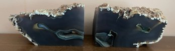 Blue Agate Geo Bookends