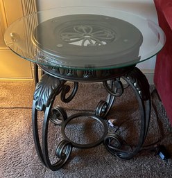 French Style Side Table With Glass Top