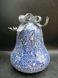 NEW Mosaic Glass Bell Luminary With Glittered Blue Bow/battery Operated - Test Rite Products Corp.