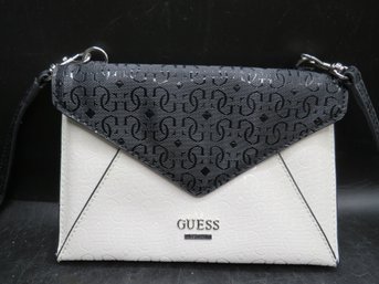 Guess Black & White Envelop Style Handbag With Removable Carry Strap