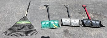 Outdoor Rake And Snow Shovels - 4 Pieces