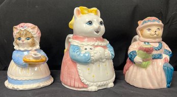 Heritage Mint LTD Collectibles 2 Kitten Teapots And Momma Cat Creamer, 3 Piece Lot