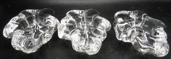 IVV Made In Italy Clear Glass Candle Votive Leaf Shaped - Set Of 3