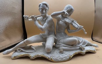 Hutschenreuther  Porcelain Figurine 'Two Musicians' 1950s