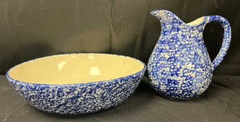 Country Living Blue Speckled Pitcher And Basin