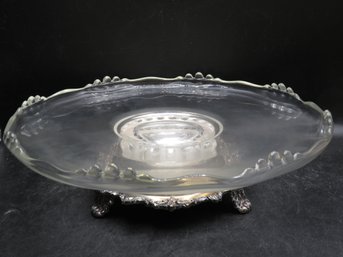 Baroque Silver Plated & Glass Lazy Susan Dessert Serving Dish