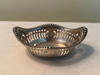 Sterling Silver Pierced Etched Trinket Dish, 0.72 OZT