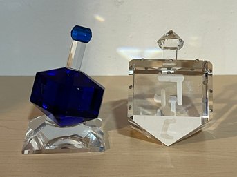 Badash Crystal Dreidel With Stand & Crystal Cut Dreidel - 2 Pieces