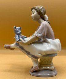 Lladro #7620 'Best Friends' Figurine, Young Girl Sitting W/ A Teddy Bear Retired